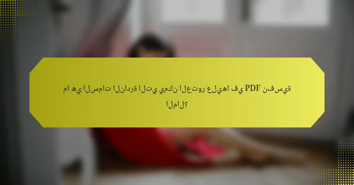 ما هي السمات النادرة التي يمكن العثور عليها في PDF نفسية المال؟